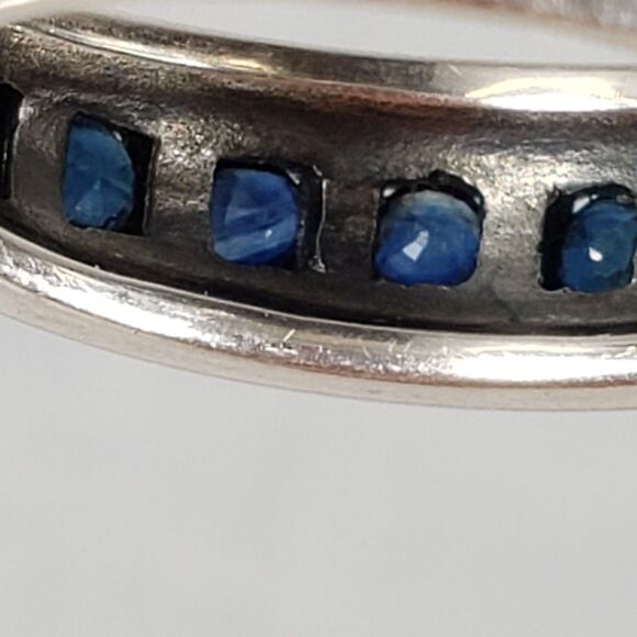 Vintage Signed CNA 7 Deep Blue Sapphire Sterling Silver 925 Ring Size 9 - Picture 15 of 17